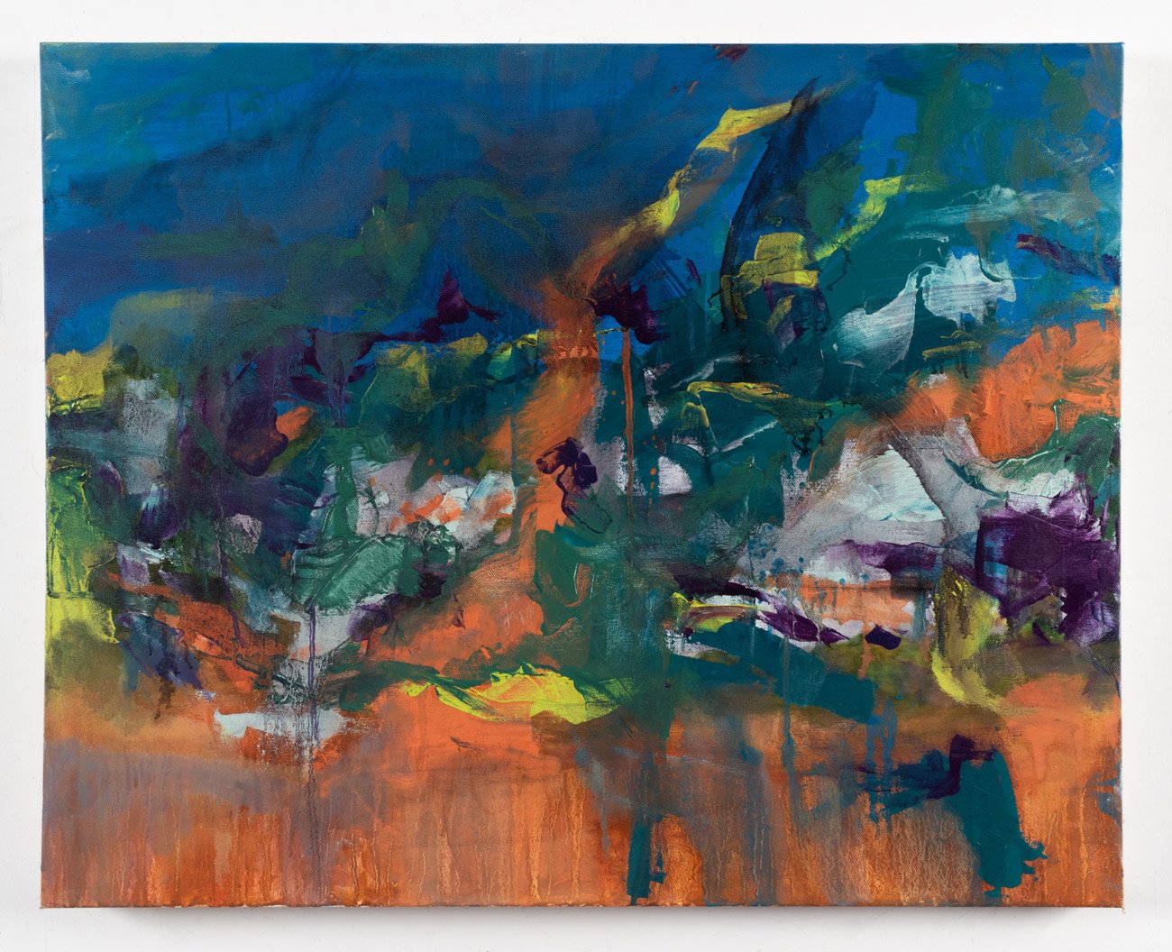 A heavily abstracted oil painting on canvas of the energy from my family land