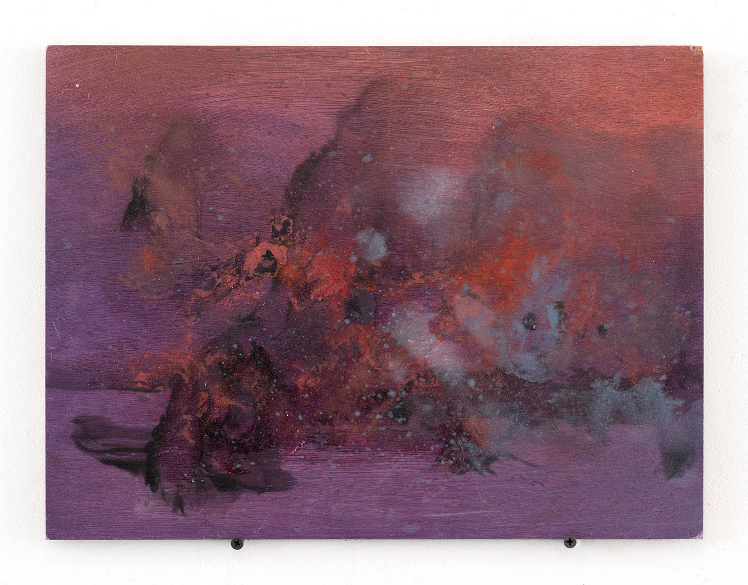 An abstract oil painting on wood panel