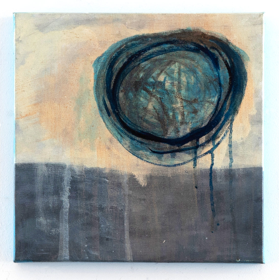 An abstracted oil painting on canvas with color field elements
